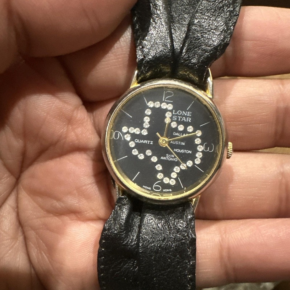 Working Lone Star‎ 29mm Ladies watch Black Band Quartz Fit 6in New Battery